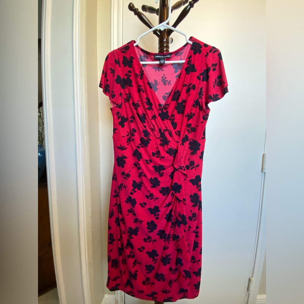 Red & black wrap dress